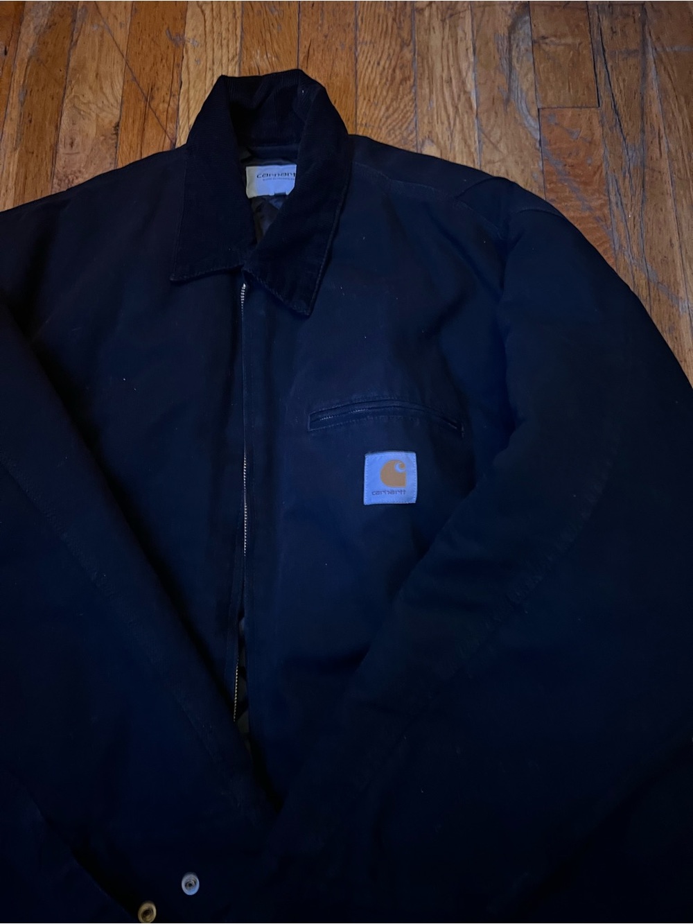 Carhartt Black Work Jacket with Corduroy Collar